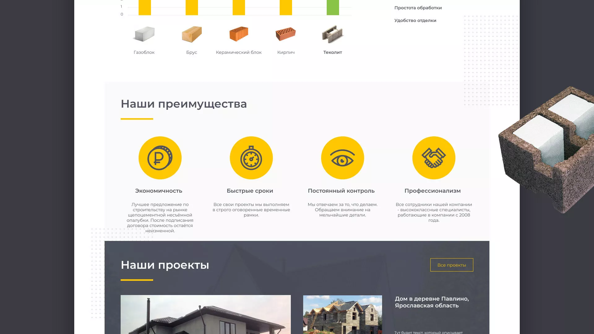 Создание сайта для строительной компании «ЭКОДОМ» в Плёсе
