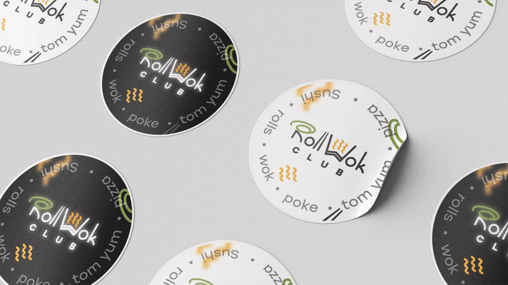 Разработка наклеек для суши-бара «Roll Wok Club» в Плёсе